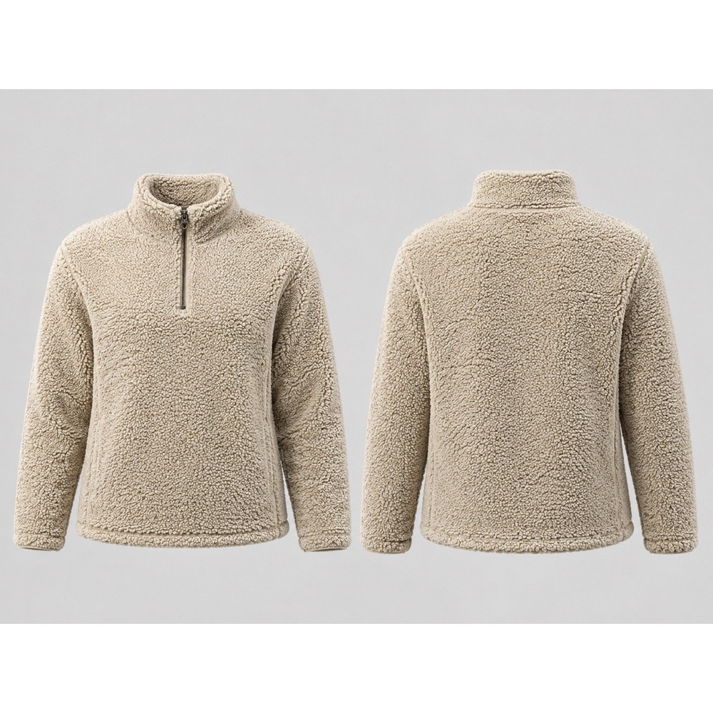 Mountain Khakis Sweater womens small 1/4 Zip Mock Neck polyester Pullover tan